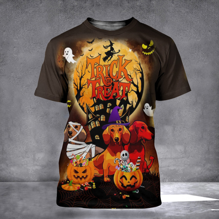 Dachshund Costume Trick Or Treat 3D Halloween Shirt Dachshund Dog Halloween T-Shirts