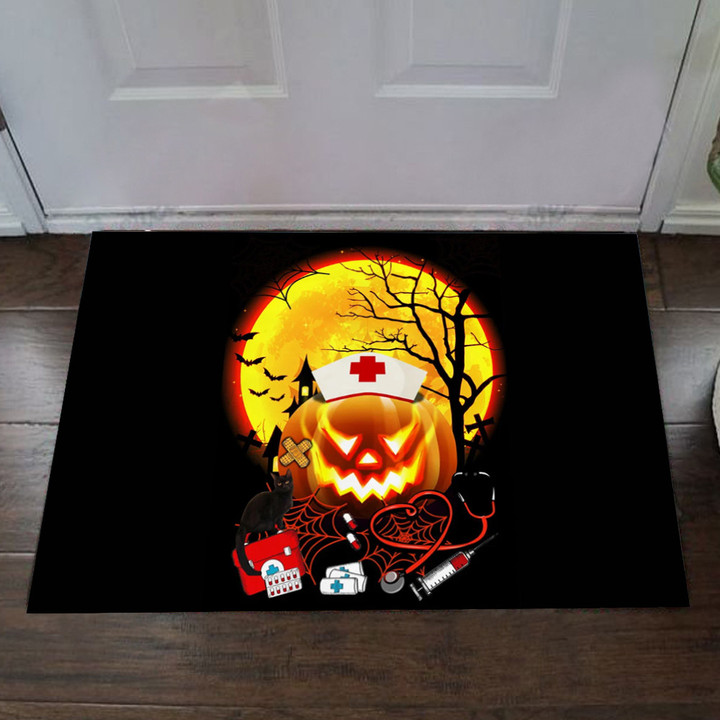 Nurse Pumpkin Halloween Doormat 2022 Halloween Indoor Welcome Mat Nursing Home Room Decor
