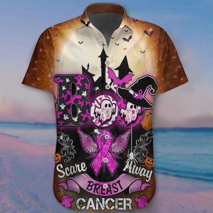 Scare Away Breast Cancer Happy Halloween Hawaii Shirt Breast Cancer Awareness Shirts Clothing