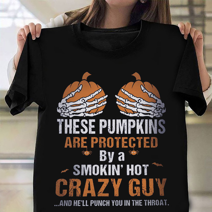 These Pumpkins Are protected By Guy Ladies Flowy Tank Funny Halloween Gifts For Girlfriend