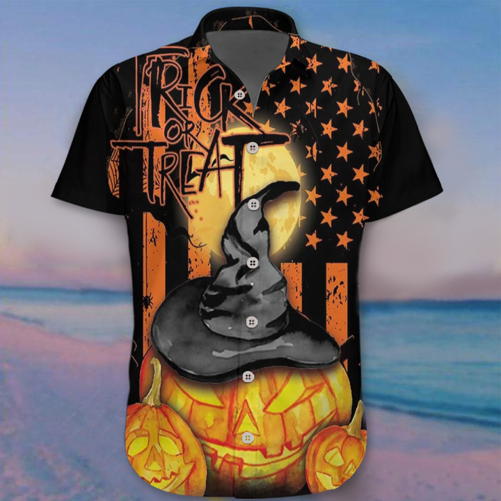 Pumpkin Trick Or Treat Hawaii Shirt Happy Halloween Mens Clothing Gift For Brother