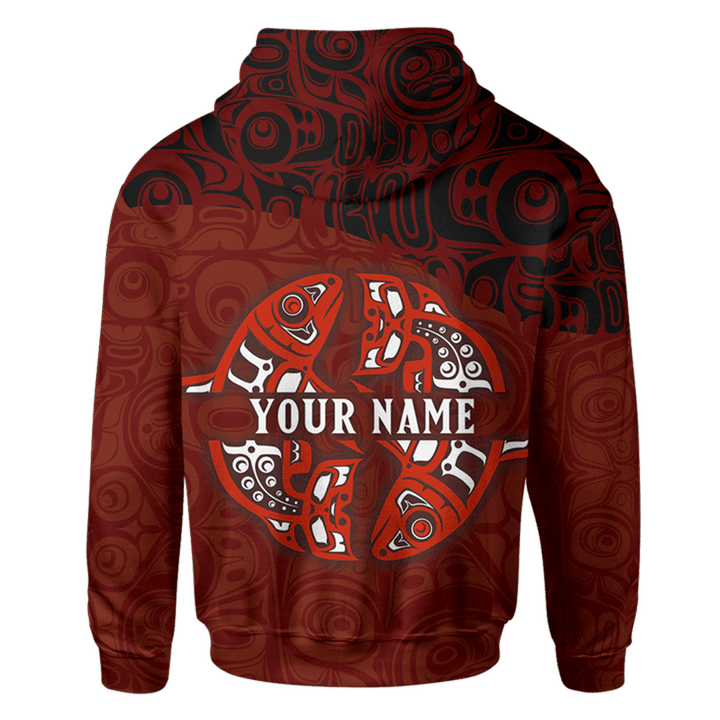 Personalized Zodiac Signs Haida Salmon Pacific Northwest Sweatshirt Haida Art Symbols Merch