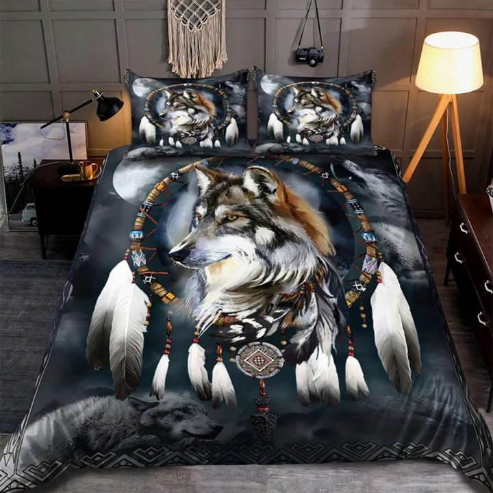 Native American Wolf Bedding Set 3D Print Animal Merch Bedroom Decor