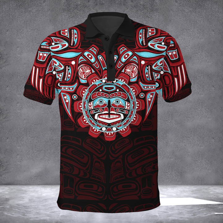 Animals Northwest Pacific Printed Polo Shirt Haida Art 3D Shirts Clothing