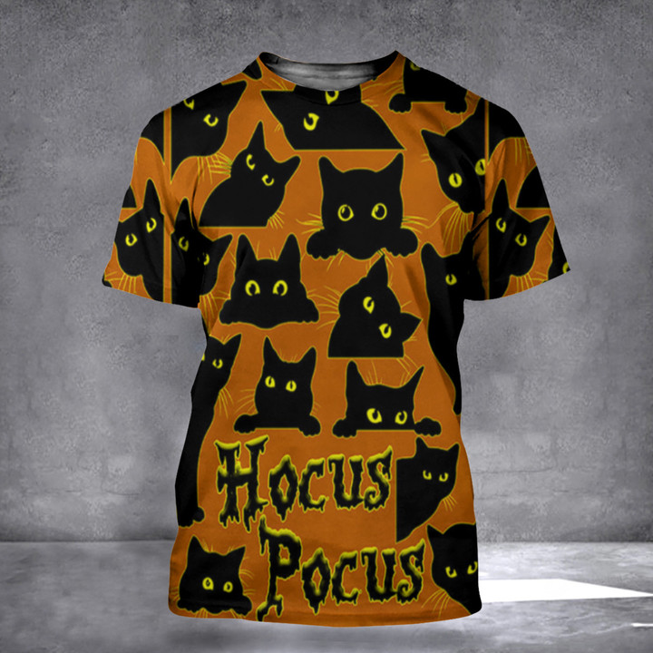 Black Cats Hocus Pocus Halloween Shirt Happy Halloween Cute T-Shirt Gifts For Dude