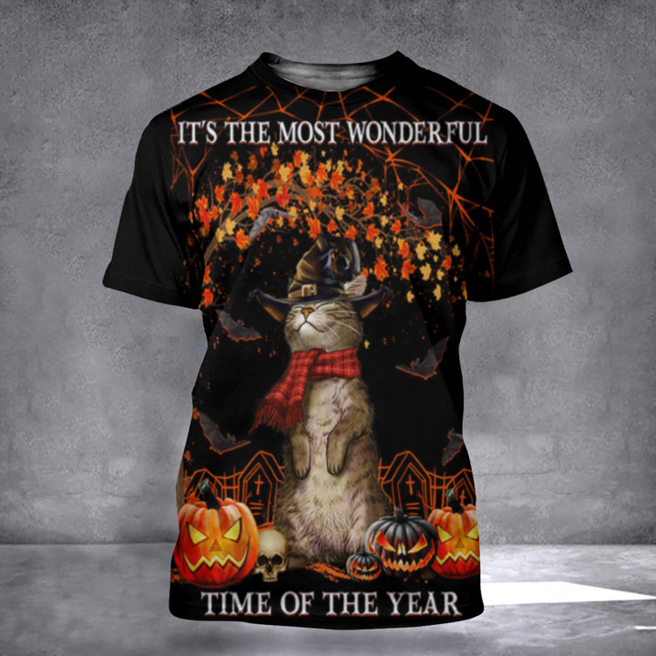 Cat It's The Most Wonderful Time Of The Year Shirt Cat Lover Halloween T-Shirt Design Ideas