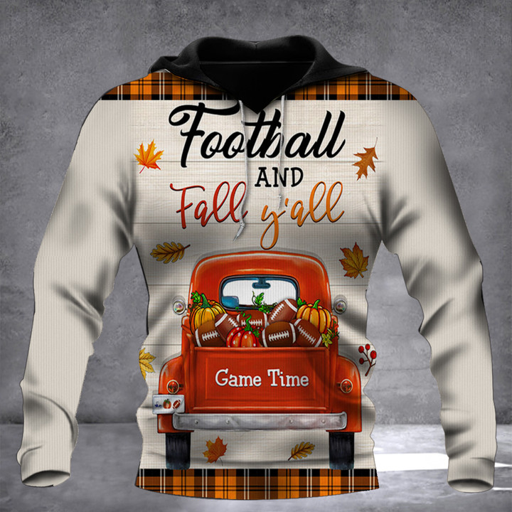 Football And Fall Y'all Hoodie Fall Themed Clothing Gifts For Football Lovers
