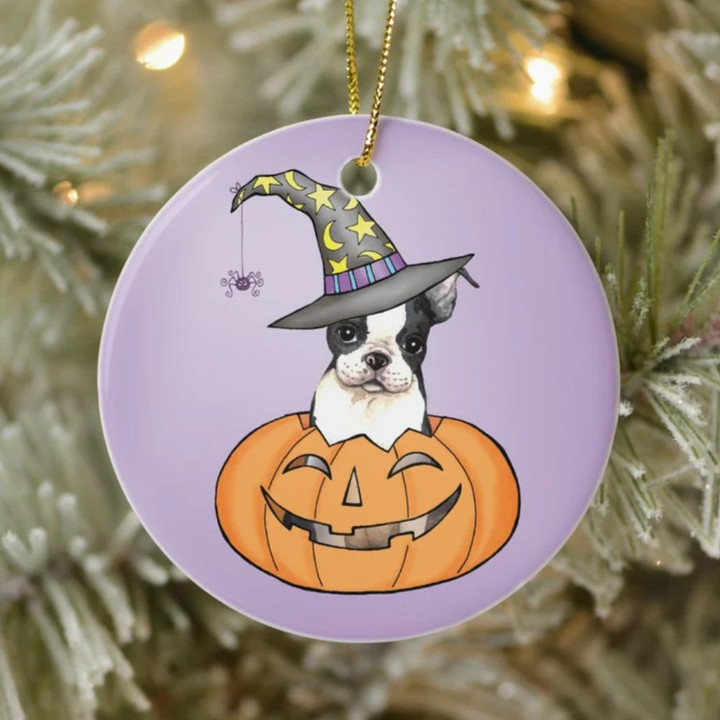 Boston Terrier Pumpkin Halloween Ornament Boston Terrier Merchandise Halloween Gifts