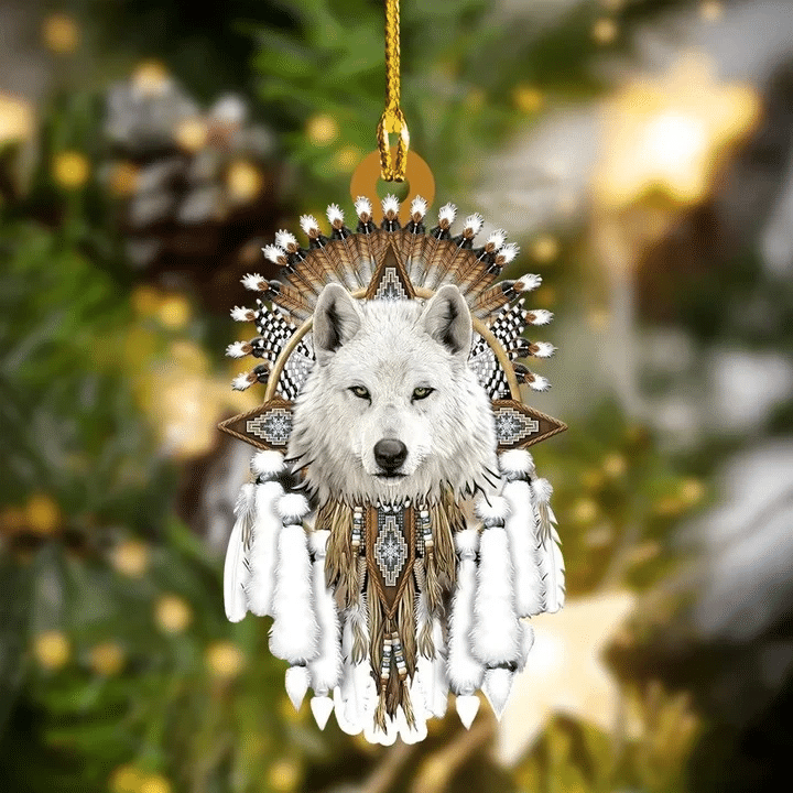 Native American Wolf Ornament Spirit Animal Native Pride Christmas Hanging Decor