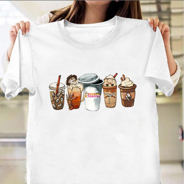 Horror Coffee Shirt Coffee Lover Funny Halloween T-Shirt Gifts For Adults