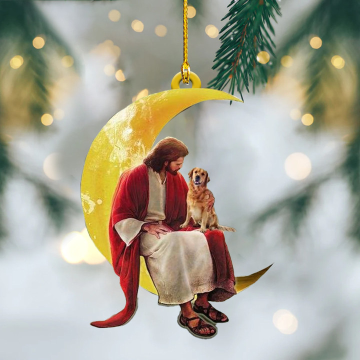 Jesus Golden Retriever Christmas Ornament Dog Owner Religious Christmas Tree Ornaments 2022