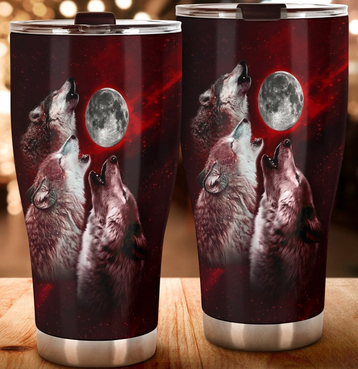 Wolves Blood Moon Tumbler Merchandise Best Unique Gifts For Wolf Lovers