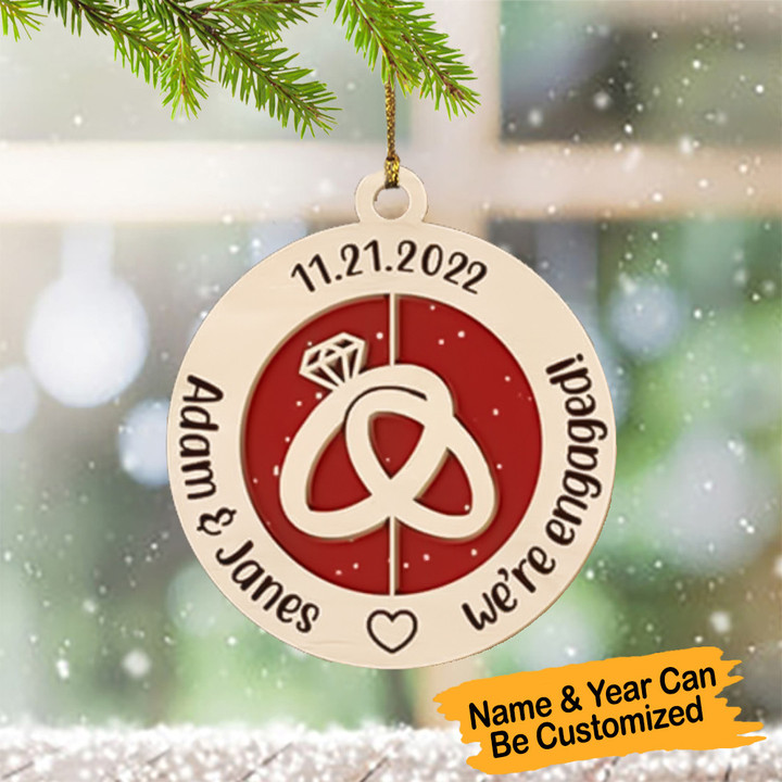 Personalized First Christmas Married Ornament 2022 Christmas Tree Decoration We're Engaged