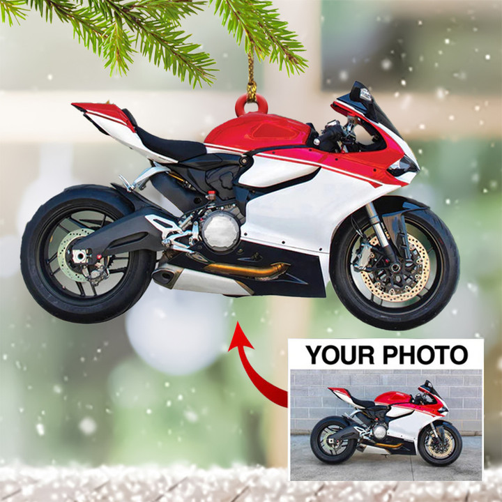 Custom Photo Motorcycle Christmas Ornament With Picture Gifts For Motorcycle Enthusiast