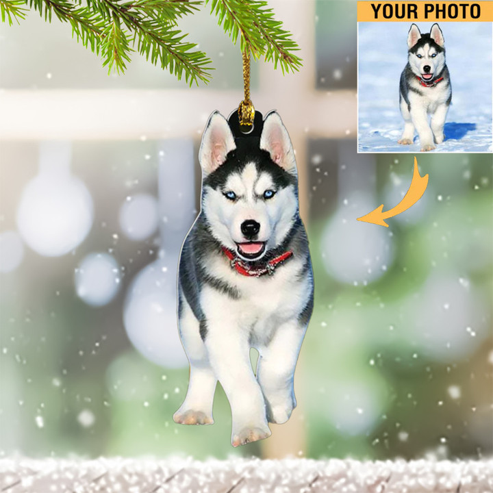 Custom Photo Siberian Husky Ornament With Dog Picture Personalised Dog Gifts For Owners