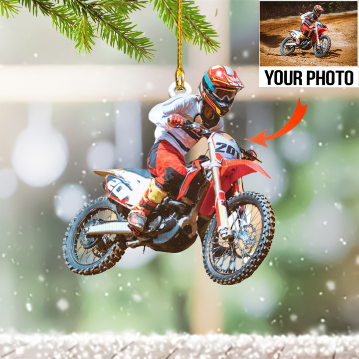 Personalized Photo Dirt Bike Ornament Pics Motocross Christmas Tree Ornaments Decorations