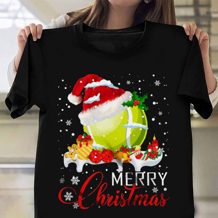Tennis Ball Shirt Tennis Player Merry Christmas T-Shirt Gifts For Boyfriend