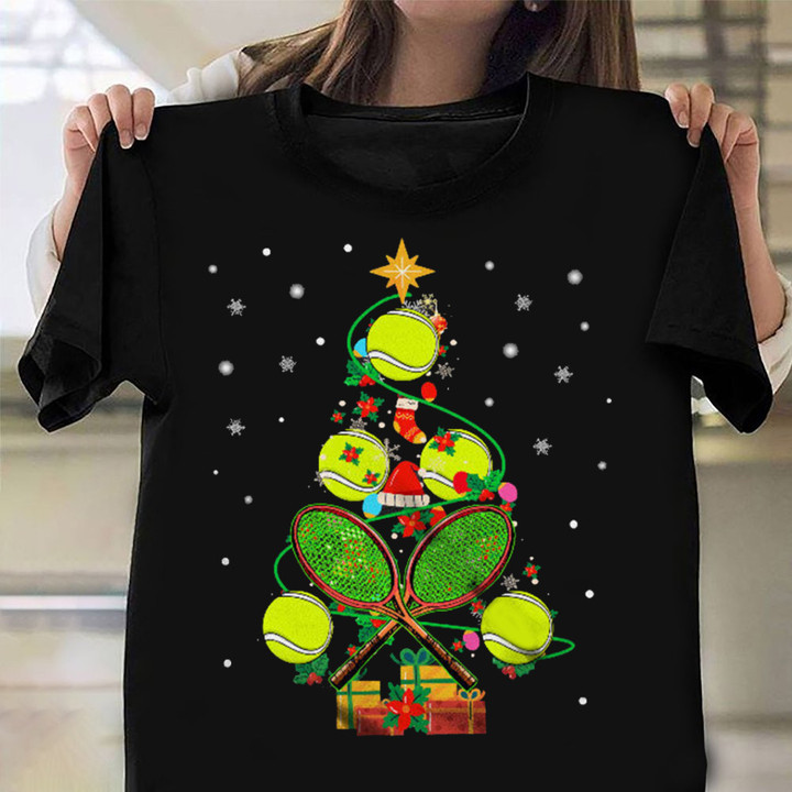 Tennis Christmas Tree Shirt Themed Tennis Lover Secret Santa Holiday Gifts