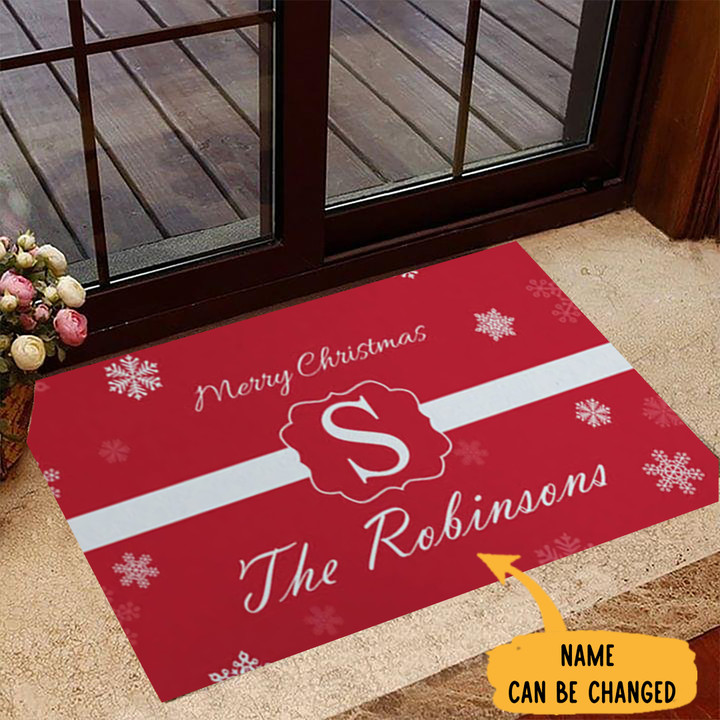 Personalized Merry Christmas Doormat Snowflake Xmas Happy Holidays Door Mat Home Decor