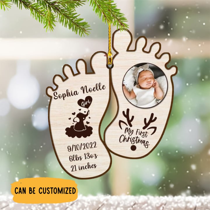 Customized My First Christmas Footprint Ornament Baby's 1St Christmas Ornament Xmas Decor