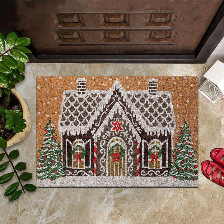 Gingerbread Doormat Gingerbread House Welcome Mat Christmas House Decoration