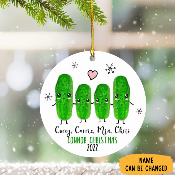 Personalized Pickle Family Christmas Ornament Family Tree Ornament Connor Christmas 2022