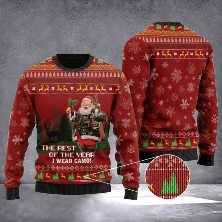 Santa The Rest Of Year I Wear Camo Veteran Ugly Christmas Sweater Holiday Gifts For Veterans