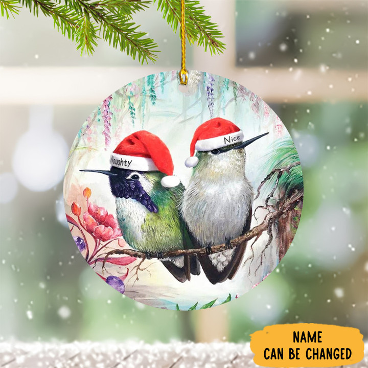 Custom Couple Hummingbird Christmas Ornament Personalized Hummingbird Ornament 2022