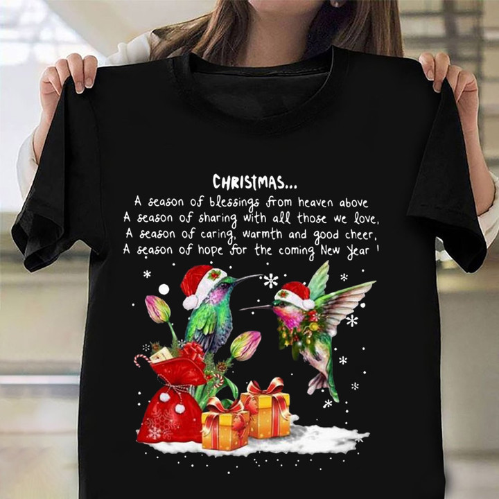 Hummingbird Christmas A Season Of Blessings From Heaven Above Shirt Merry Christmas Gifts