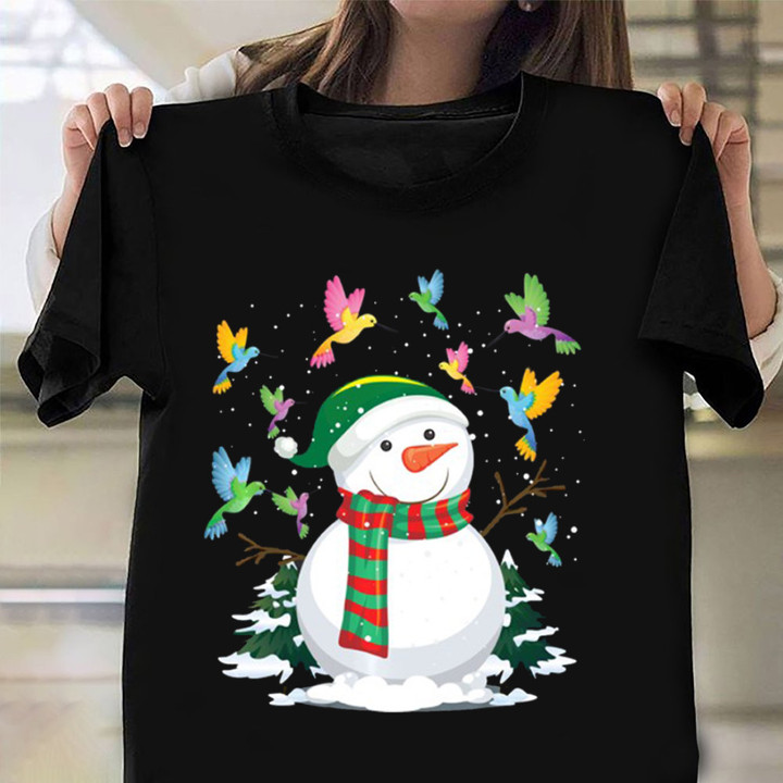 Snowman Hummingbird Shirt Cute Christmas T-Shirt Gifts For Men Women