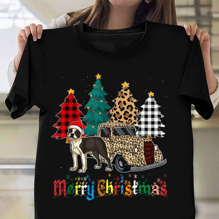 Boston Terrier Christmas Shirt Merry Xmas Dog Lovers T-Shirt Gifts For Cousin