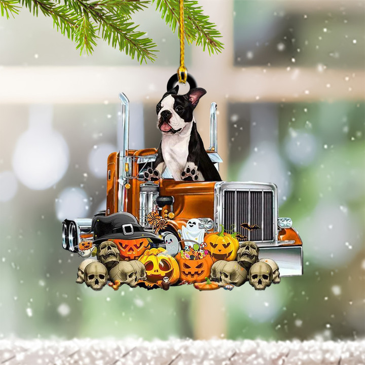 Truck Boston Terrier Christmas Ornament Boston Terrier Christmas Tree Ornament Trucker Gifts