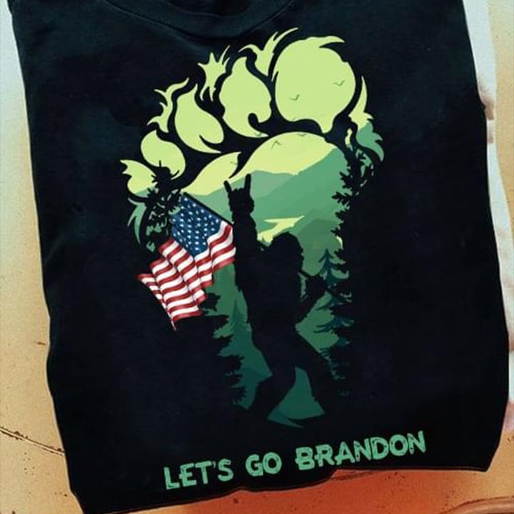 Bigfoot With American Flag Let's Go Brandon Shirt Anti Joe Biden Political Clothes
