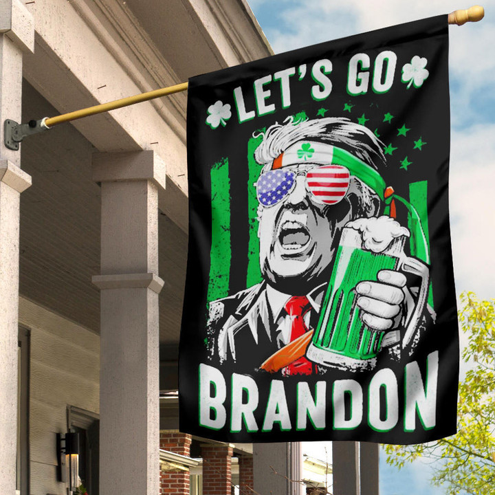 Trump Let's Go Brandon Irish American Flag Again Trump St Patrick's Day Garden Decor