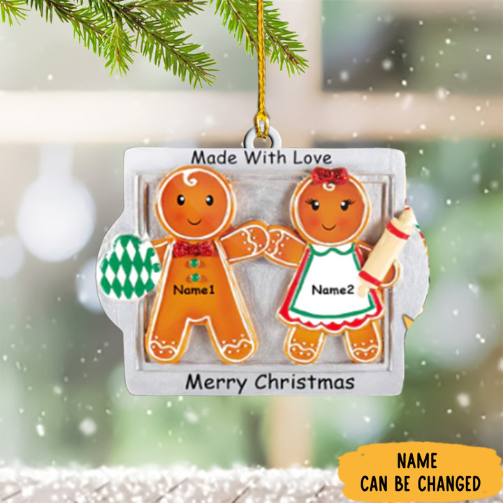 Personalized Couple Gingerbread Christmas Ornament 2022 Made With Love Merry Christmas