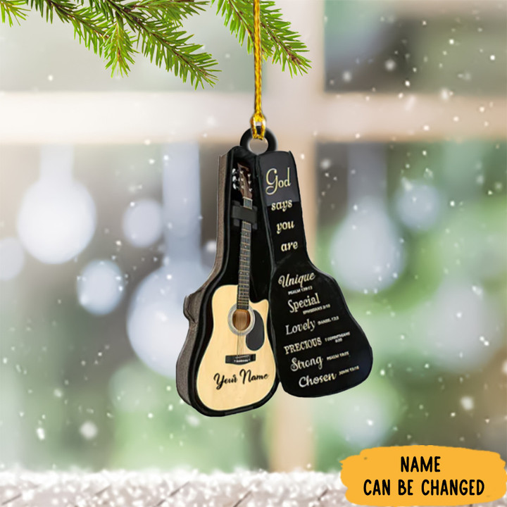 Personalized Guitar Ornament Guitar Christmas Tree Ornaments God Says You Are Unique Special