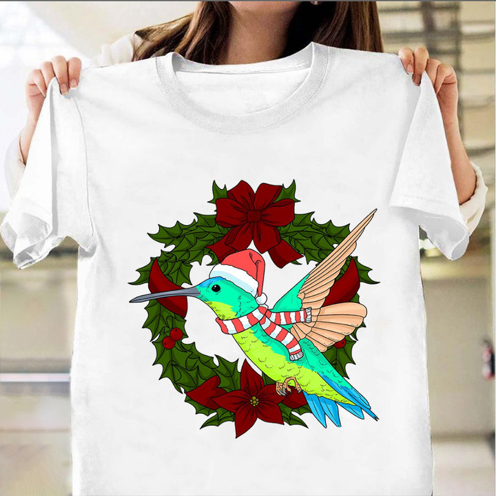 Hummingbird Christmas Shirt Merry Xmas Hummingbird T-Shirt Gifts For Animal Lovers