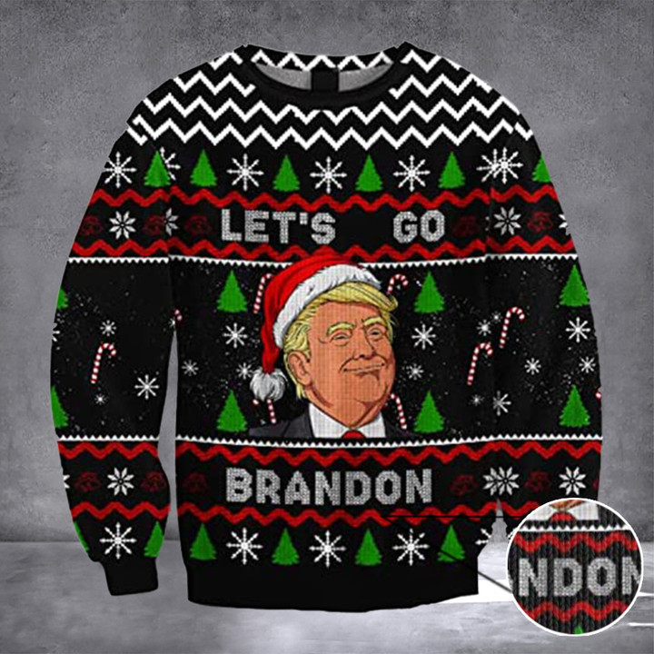 Funny Let’s Go Brandon Trump Ugly Christmas Sweater 2024