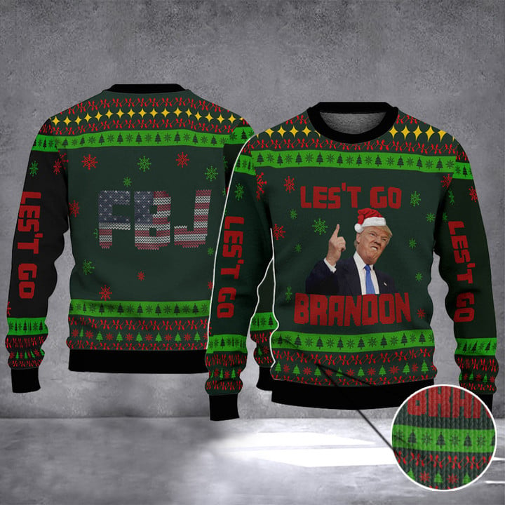 Let’s Go Brandon FJB Ugly Christmas Sweater Anti Biden Funny Trump Sweater Merch