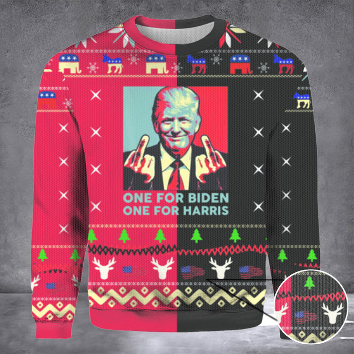 One For Biden One For Harris Ugly Christmas Sweater Presidential Election 2024 Merch