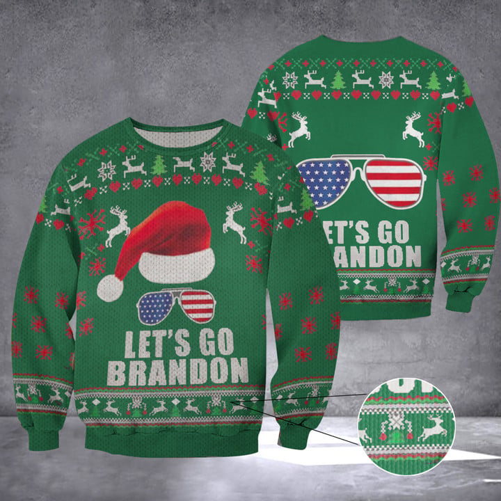 Let's Go Brandon FJB Ugly Christmas Sweater Support Donald Trump 2024 Clothing