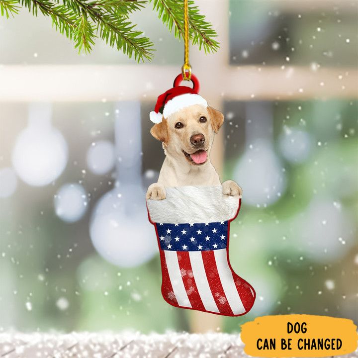 Personalized Photo Golden Retriever Ornament Dog In Socks Dog Christmas Ornaments 2022