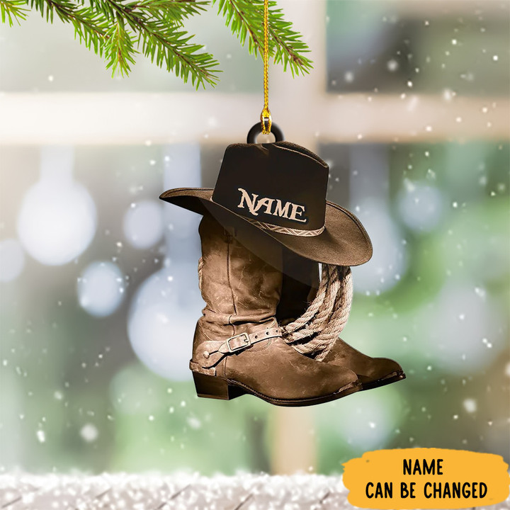 Personalized Cowboy Christmas Ornament Cowboy Boot And Hat Xmas Tree Decoration Ideas