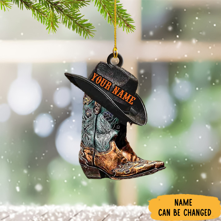 Personalized Cowgirl Christmas Ornament Cowgirl Boot Ornament Decor Gifts