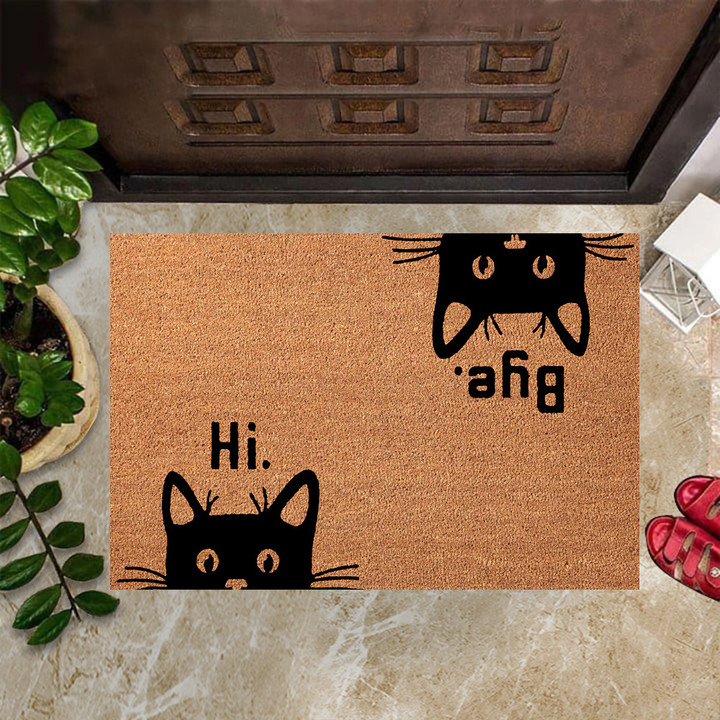 Black Cat Hi And Buy Coir Doormat Halloween Front Door Mats Decorations