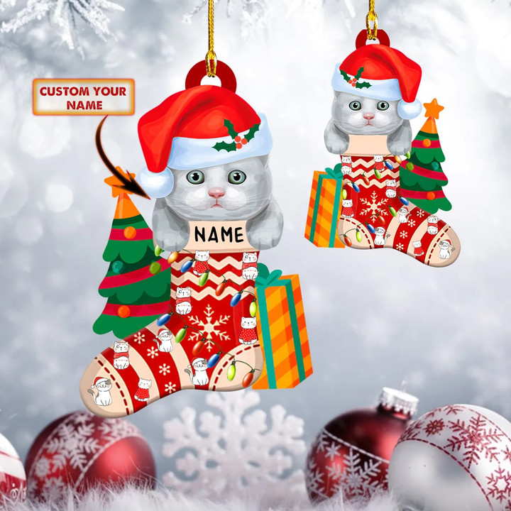 Personalized Cat Christmas Ornament Cute Christmas Tree Decorations Cat Lovers Gift
