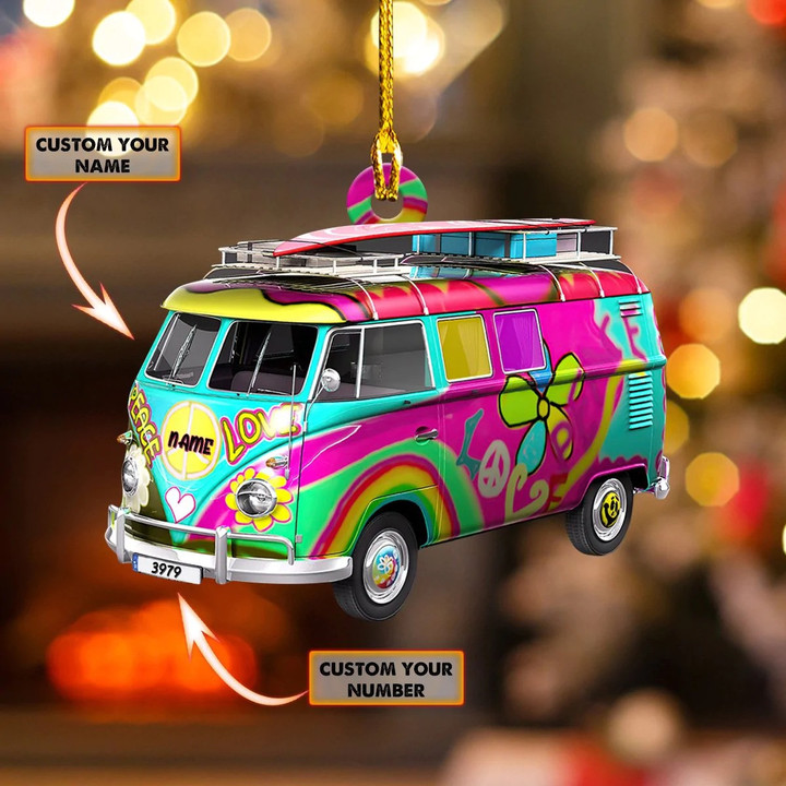 Personalized Hippie Van Ornament Hippie Christmas Ornaments Decoration Gifts