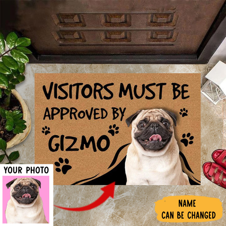 Personalized Photo Dog Visitors Must Be Approved By Doormat Dog Lover Funny Mats For House