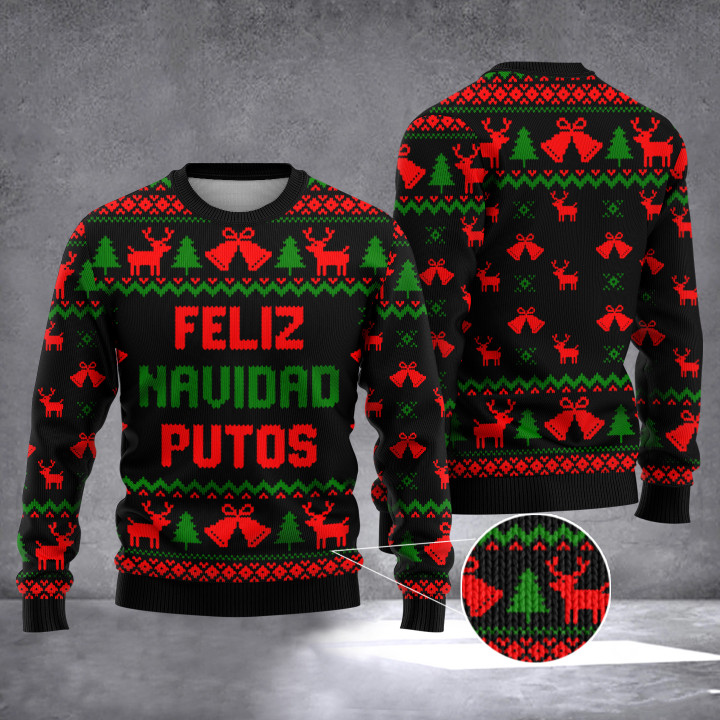 Feliz Navidad Putos Ugly Christmas Sweater Feliz Navidad Xmas Jumper Clothing