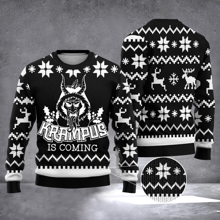 Krampus Is Coming Ugly Christmas Sweater Krampus Holiday Sweater For Adults